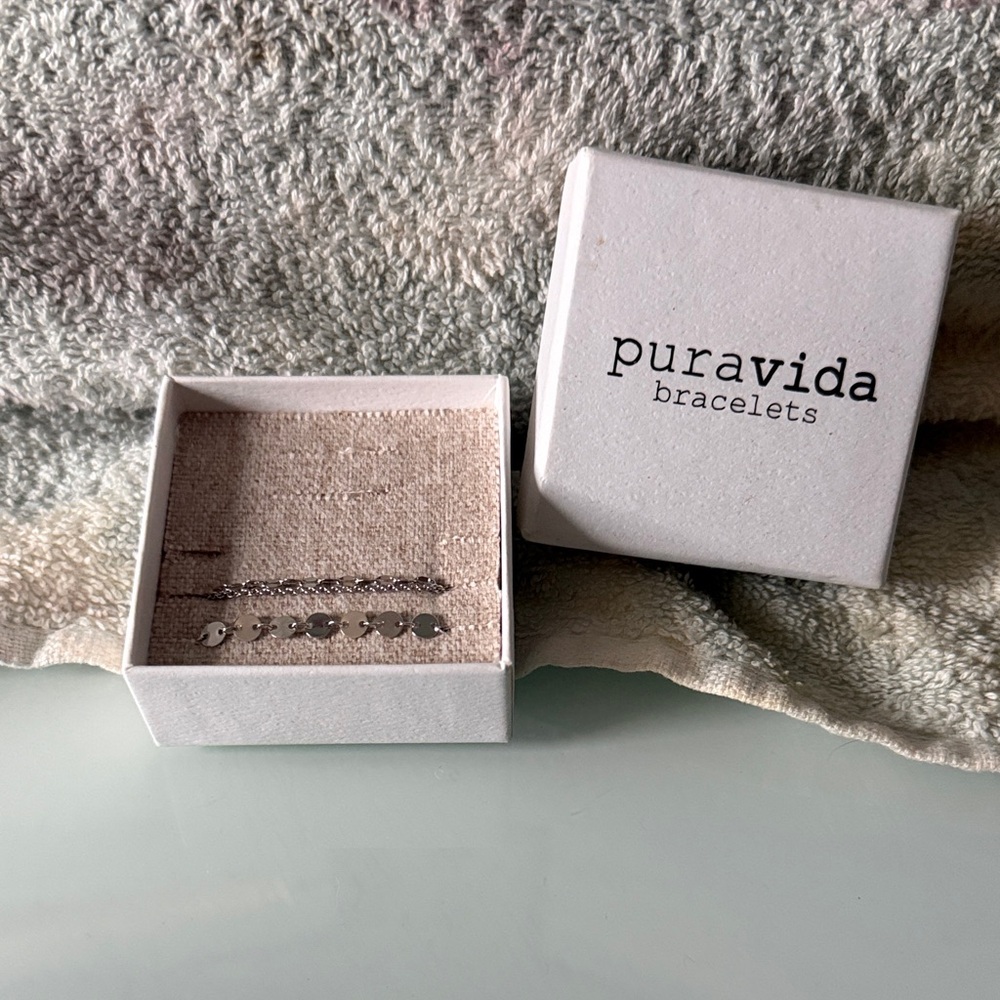 Pura Vida Silver Charm Bracelet Set - 2 Bracelets